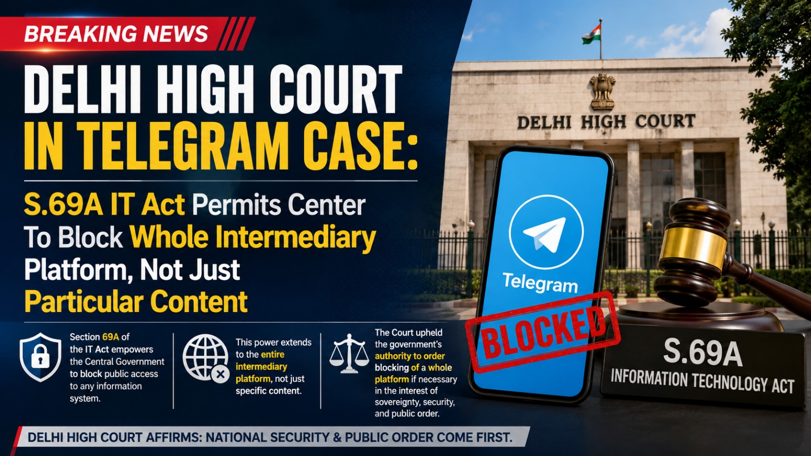 Delhi High Court In Telegram Case: S.69A IT Act Permits Center To Block Whole Intermediary Platform, Not Just Particular Content
